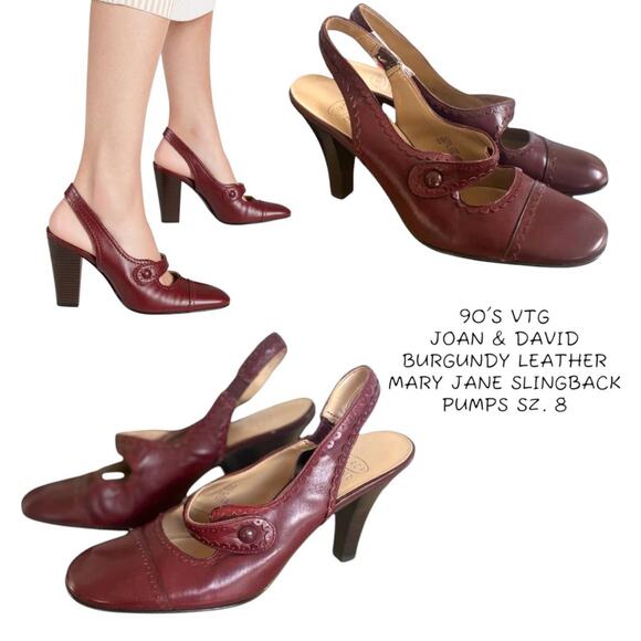90's vtg. JOAN & DAVID SLING BACK MARY JANE PUMPS SZ. 8 - Picture 1 of 8